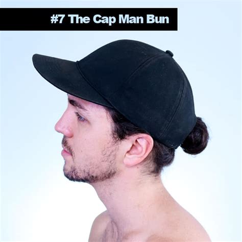 man bun with hat